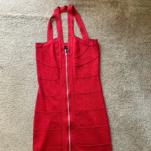 Sparkly red zip up dress